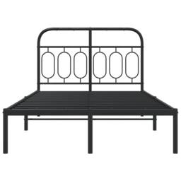 Berkfield Home Metal Bed Frame without Mattress with Headboard Black 120x190cm - Size: 120x190 cm - thumbnail 4