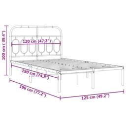 Berkfield Home Metal Bed Frame without Mattress with Headboard Black 120x190cm - Size: 120x190 cm - thumbnail 8
