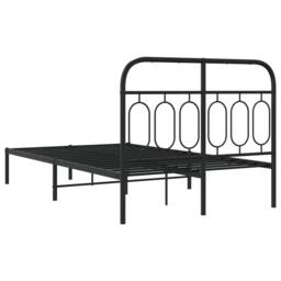 Berkfield Home Metal Bed Frame without Mattress with Headboard Black 120x190cm - Size: 120x190 cm - thumbnail 6