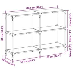 Berkfield Home Console Table with Transparent Glass Top 118.5x30x81 cm Steel - thumbnail 9