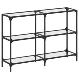 Berkfield Home Console Table with Transparent Glass Top 118.5x30x81 cm Steel - thumbnail 1