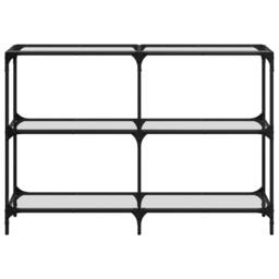 Berkfield Home Console Table with Transparent Glass Top 118.5x30x81 cm Steel - thumbnail 4