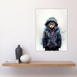 "Artery8 Wall Art Print Street Cat Lovers Gift Watercolour Pet Portrait Painting Artwork Poster - Size: W24"" x H32""" - thumbnail 4