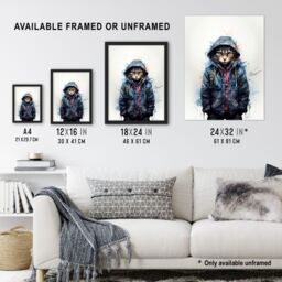 "Artery8 Wall Art Print Street Cat Lovers Gift Watercolour Pet Portrait Painting Artwork Poster - Size: W24"" x H32""" - thumbnail 3