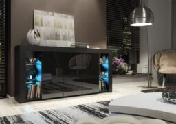 Creative Furniture Eden Sideboard 164cm - A Sophisticated & Spacious Cabinet with Gloss Doors & LED Lights in Black - thumbnail 2