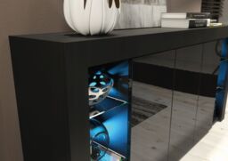 Creative Furniture Eden Sideboard 164cm - A Sophisticated & Spacious Cabinet with Gloss Doors & LED Lights in Black - thumbnail 3