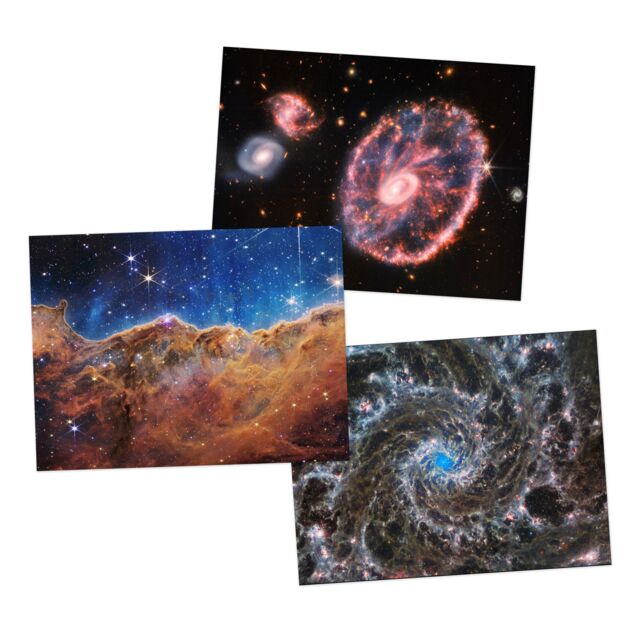 Artery8 Wall Art Print Pack of 3 NASA James Webb Phantom Cartwheel Galaxy Carina Nebula Cosmic Cliffs Pack of 3 Large Poster Set - image 1