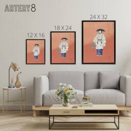 "Artery8 Actor in the Noh Play Hanagatami Framed Canvas Wall Art Print Tsukioka in Pink - Size: W12"" x H16""" - thumbnail 4