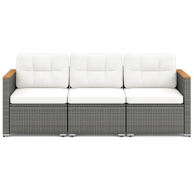 Costway 3-Seat Patio Couch Sofa PE Rattan Wicker Outdoor Loveseat Furniture Set in White