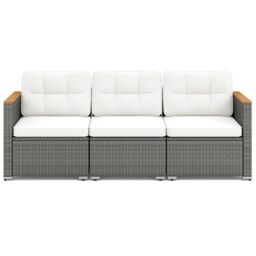 Costway 3-Seat Patio Couch Sofa PE Rattan Wicker Outdoor Loveseat Furniture Set in White - thumbnail 1
