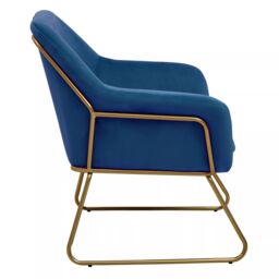 Orsina Functional Velvet Bushed Gold ArmChair, Cozy Desk Chair Velvet, Easy to Clean in Blue - thumbnail 3