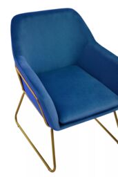 Orsina Functional Velvet Bushed Gold ArmChair, Cozy Desk Chair Velvet, Easy to Clean in Blue - thumbnail 6