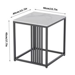 KORVIXA Marble Stone End Snack Side Table in White - Size: 0.6m2 - thumbnail 2