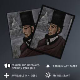 "Artery8 Weary of the Truth Abraham Lincoln Hartley Wall Art Poster Print in Grey - Size: W24"" x H32""" - thumbnail 2