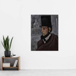 "Artery8 Weary of the Truth Abraham Lincoln Hartley Wall Art Poster Print in Grey - Size: W24"" x H32""" - thumbnail 4