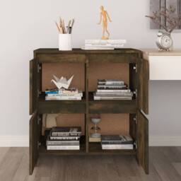 Berkfield Home Sideboard Smoked Oak 70x41x75 cm Engineered Wood in Brown - Size: 70 x 41 x 75 cm - thumbnail 9