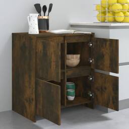 Berkfield Home Sideboard Smoked Oak 70x41x75 cm Engineered Wood in Brown - Size: 70 x 41 x 75 cm - thumbnail 8