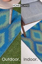 Homescapes Luxury Outdoor Rug Waterproof Reversible for Garden, Blue Amber Ikat - Size: 180 cm x 270 cm - thumbnail 5