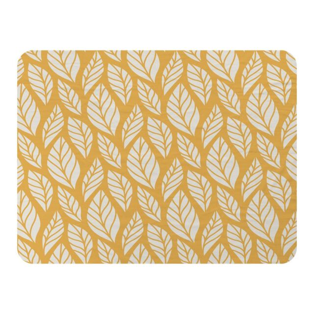 Benjamin Tate Design White Leaf Pattern On Orange Blanket in Natural - Size: 120 cm x 150 cm - image 1