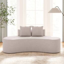 Costway Modern Sofa Couch Upholstered Curved Sofa w/2 Pillows Floor Couch in Light Grey - thumbnail 4