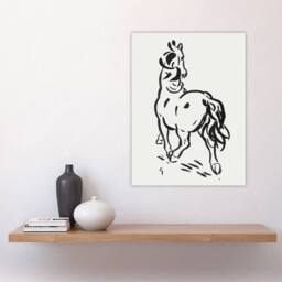 "Artery8 Horse Black & White Ink Sketch Leo Gestel Wall Art Poster Print - Size: W12"" x H16""" - thumbnail 4