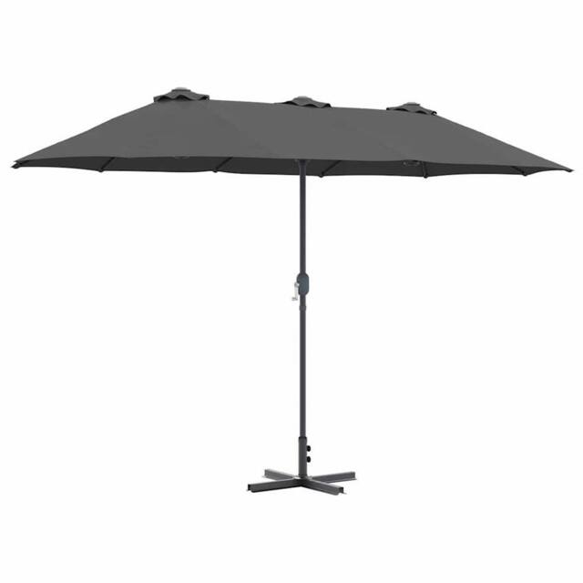 Berkfield Home Garden Parasol Folding Anthracite 380 x 196 x 235 cm in Dark Grey - image 1