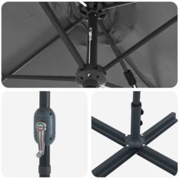 Berkfield Home Garden Parasol Folding Anthracite 380 x 196 x 235 cm in Dark Grey - thumbnail 9