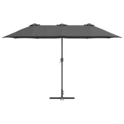 Berkfield Home Garden Parasol Folding Anthracite 380 x 196 x 235 cm in Dark Grey - thumbnail 5