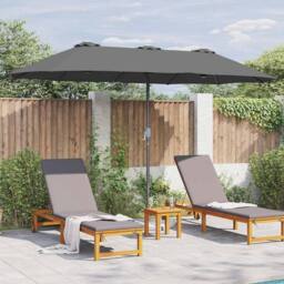 Berkfield Home Garden Parasol Folding Anthracite 380 x 196 x 235 cm in Dark Grey - thumbnail 4