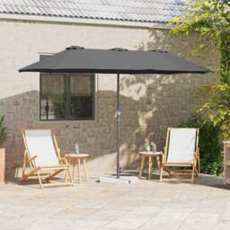 Berkfield Home Garden Parasol Folding Anthracite 380 x 196 x 235 cm in Dark Grey - thumbnail 2