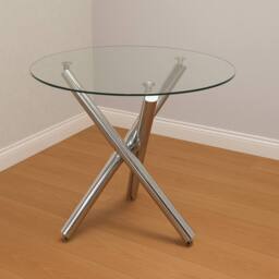 KOSY KOALA Modern Round Clear Glass Dining Table Set with 4 Cream Chairs - thumbnail 4