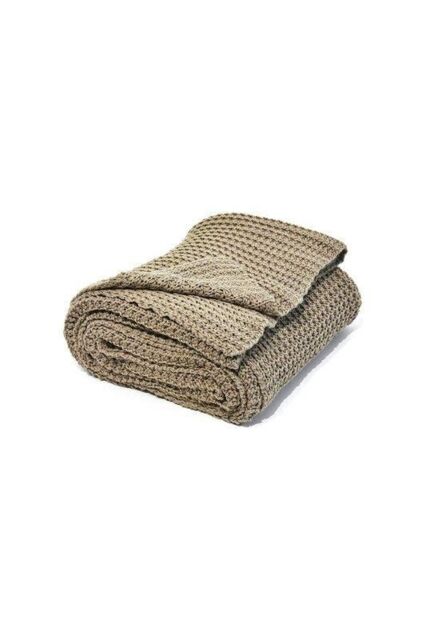 nielsen Alen Coarse Knitted Throw Blanket Cotton 150 x 200cm in Light Brown - Size: 150 cm x 200 cm - image 1