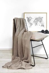 nielsen Alen Coarse Knitted Throw Blanket Cotton 150 x 200cm in Light Brown - Size: 150 cm x 200 cm - thumbnail 4
