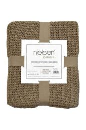 nielsen Alen Coarse Knitted Throw Blanket Cotton 150 x 200cm in Light Brown - Size: 150 cm x 200 cm - thumbnail 3