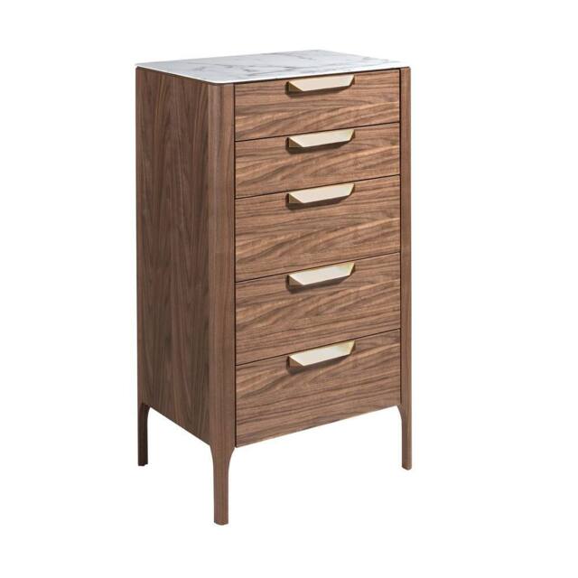 Angel Cerda Walnut Veneer Chiffonier with Marble-Look Glass Top in Brown - image 1