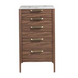 Angel Cerda Walnut Veneer Chiffonier with Marble-Look Glass Top in Brown - thumbnail 2