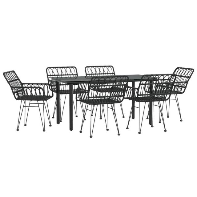 Berkfield Home Beautiful 7 Piece Garden Dining Set Black Poly Rattan - image 1