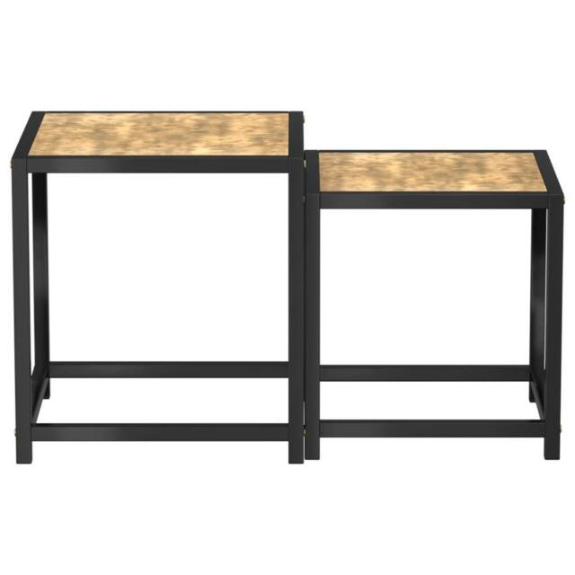 Berkfield Home Tea Tables 2 pcs MDF Black & Yellow in Brown - image 1