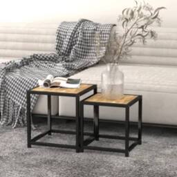 Berkfield Home Tea Tables 2 pcs MDF Black & Yellow in Brown - thumbnail 2