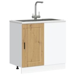 Berkfield Home Kitchen Base Cabinet Porto Artisan Oak Engineered Wood in Brown - thumbnail 4