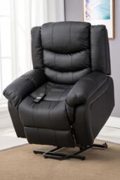 More4Homes Seattle Electric Single Motor Rise Recliner Bonded Leather Chair in Black - thumbnail 1