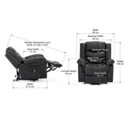 More4Homes Seattle Electric Single Motor Rise Recliner Bonded Leather Chair in Black - thumbnail 7