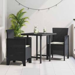 Berkfield Home Garden Chair Set of 2 Anthracite, Cream white Plastic Rattan - thumbnail 2