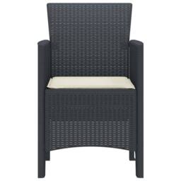 Berkfield Home Garden Chair Set of 2 Anthracite, Cream white Plastic Rattan - thumbnail 6
