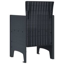 Berkfield Home Garden Chair Set of 2 Anthracite, Cream white Plastic Rattan - thumbnail 5