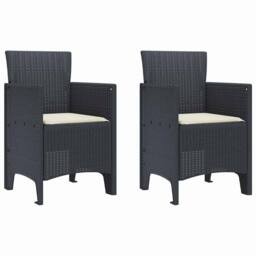 Berkfield Home Garden Chair Set of 2 Anthracite, Cream white Plastic Rattan