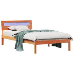 Berkfield Home with LED Strip Lights with Headboard Wax brown 90 x 190 cm Pine wood - thumbnail 3