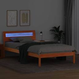 Berkfield Home with LED Strip Lights with Headboard Wax brown 90 x 190 cm Pine wood - thumbnail 4