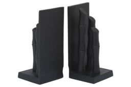 Orsina Hiba Set Of Two Black Finish Bamboo Effect Bookends - thumbnail 5