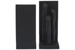 Orsina Hiba Set Of Two Black Finish Bamboo Effect Bookends - thumbnail 4
